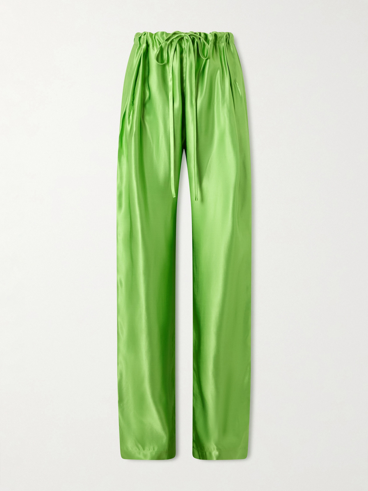 Khaite Palazzo Trousers In Viscose With Drawstring In Green