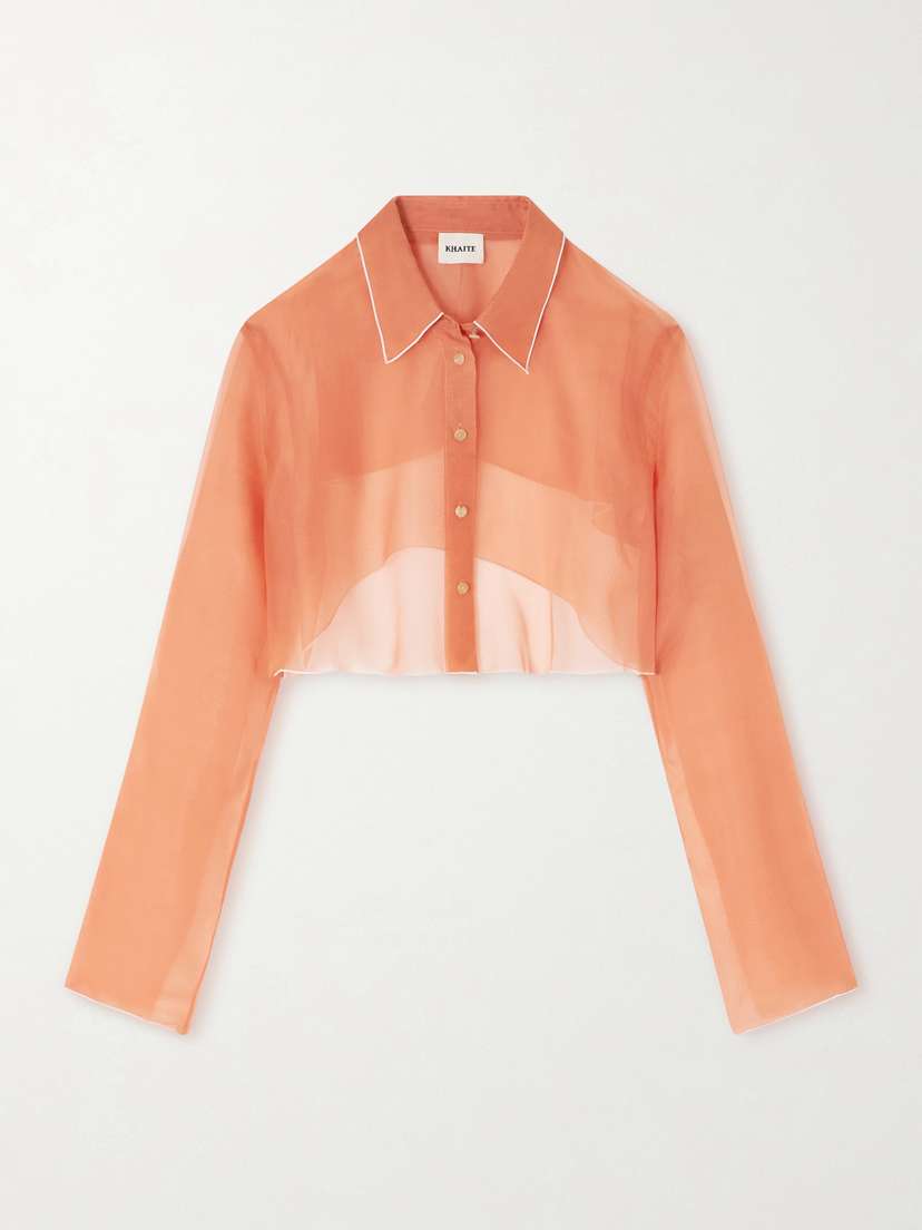 Khaite Fritz Cropped Layered Silk-organza Shirt