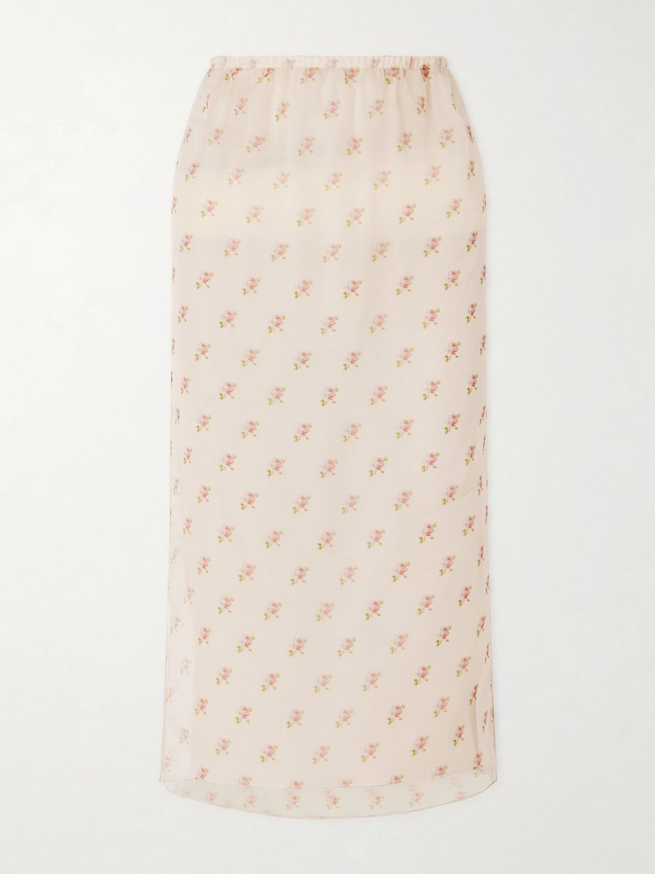 Sydni floral-print silk-organza midi skirt