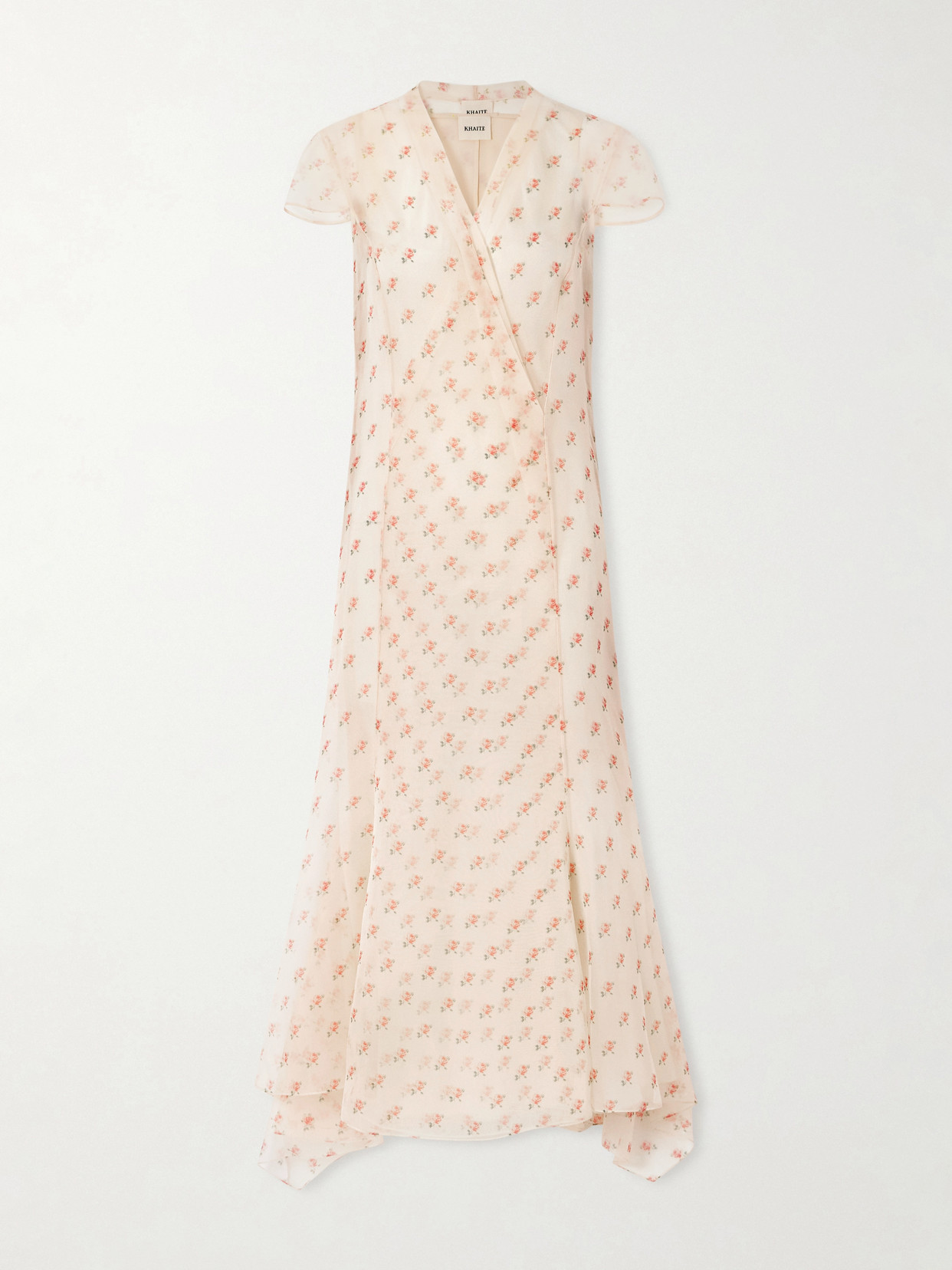 Khaite Meera Wrap-effect Floral-print Silk-organza Midi Dress In Pink