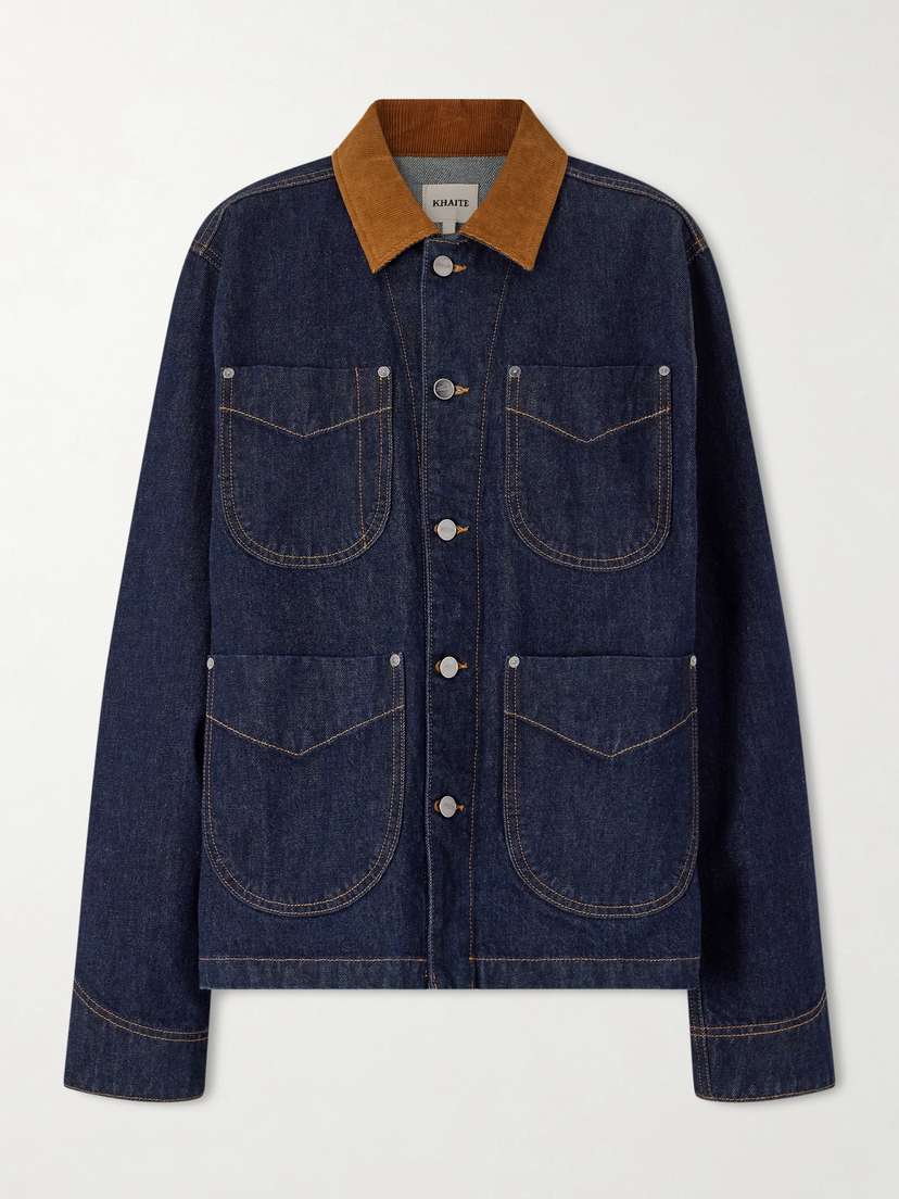 Khaite Wyatt Corduroy-trimmed Denim Jacket