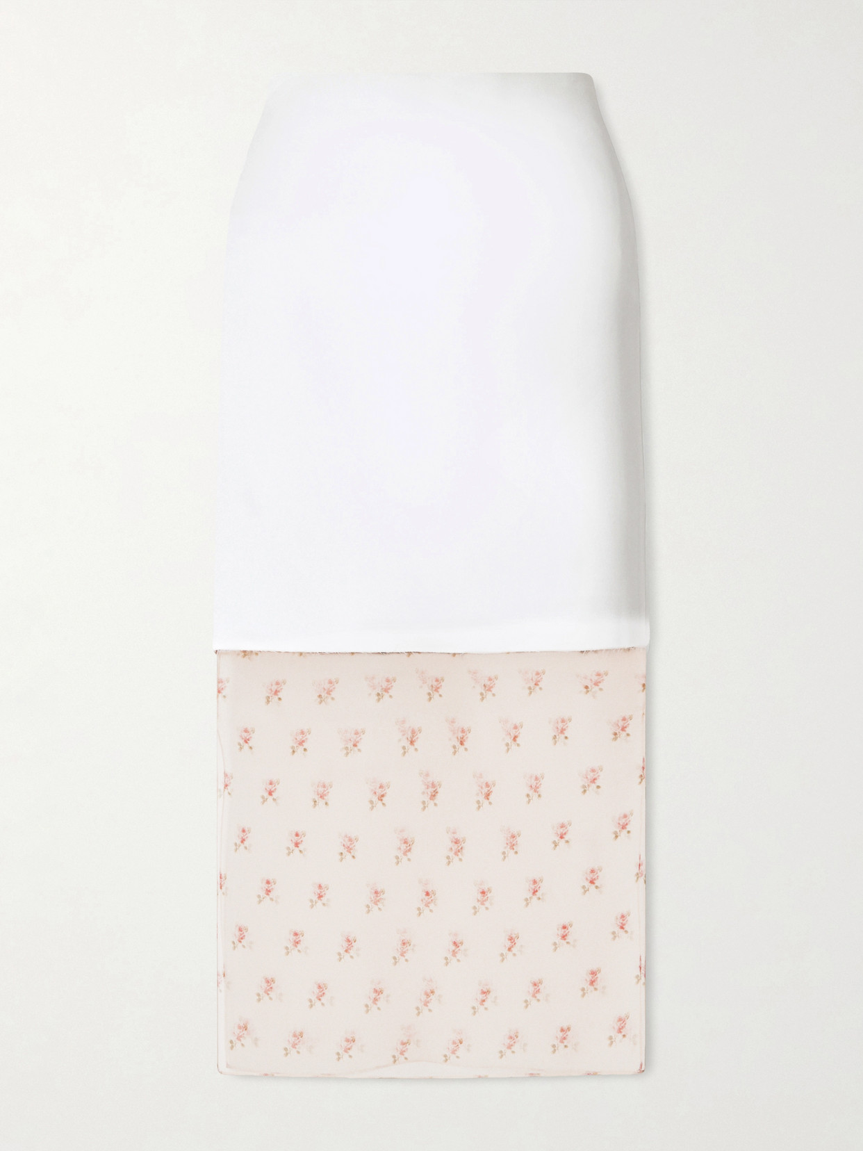 Sybil Layered Frayed Satin-Crepe And Floral-Print Organza Midi