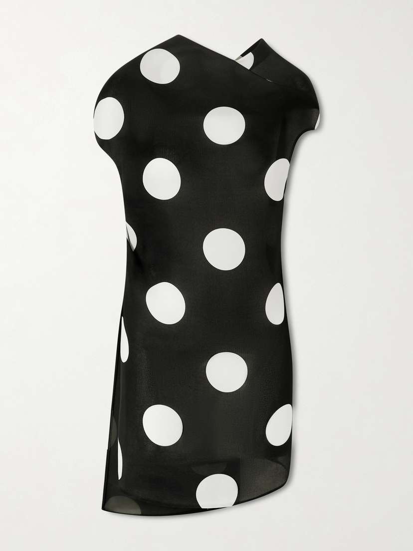 Khaite Tatia Draped Polka-dot Silk Mini Dress