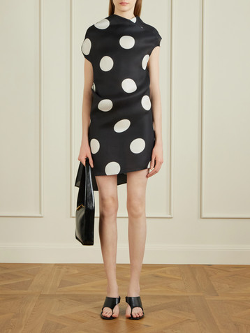 KHAITE Tatia draped polka-dot silk mini dress