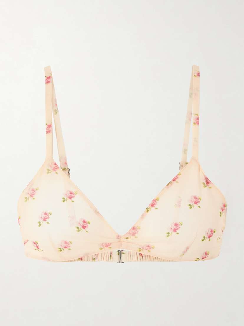 Khaite Talita Floral-print Silk-chiffon Bralette