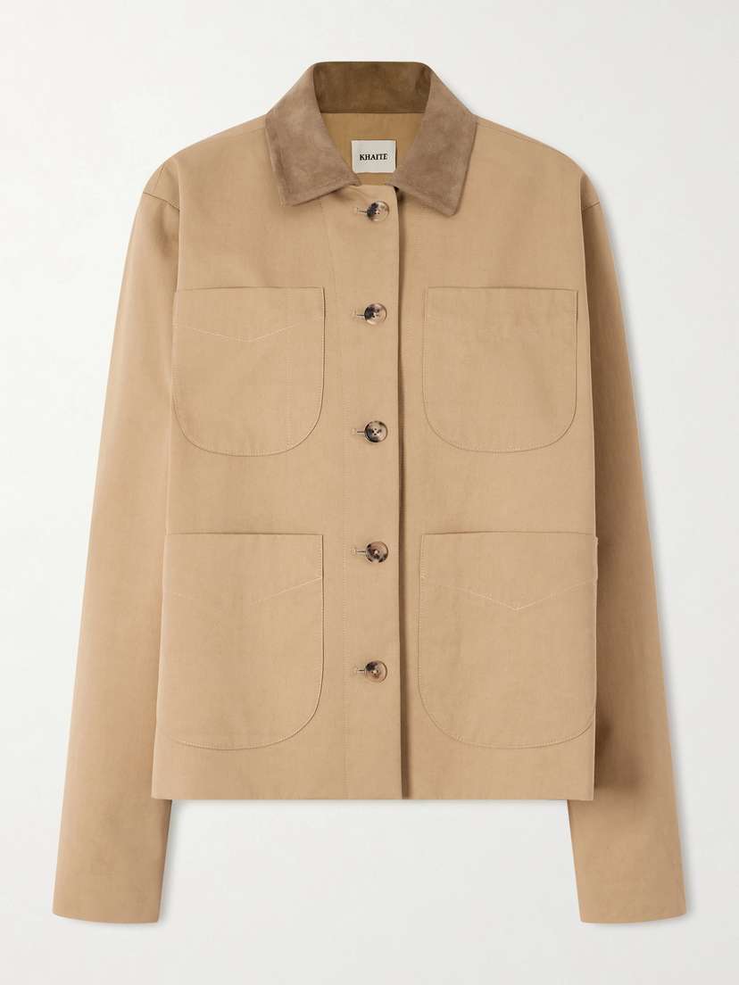 Wyatt Suede-trimmed Cotton-gabardine Jacket