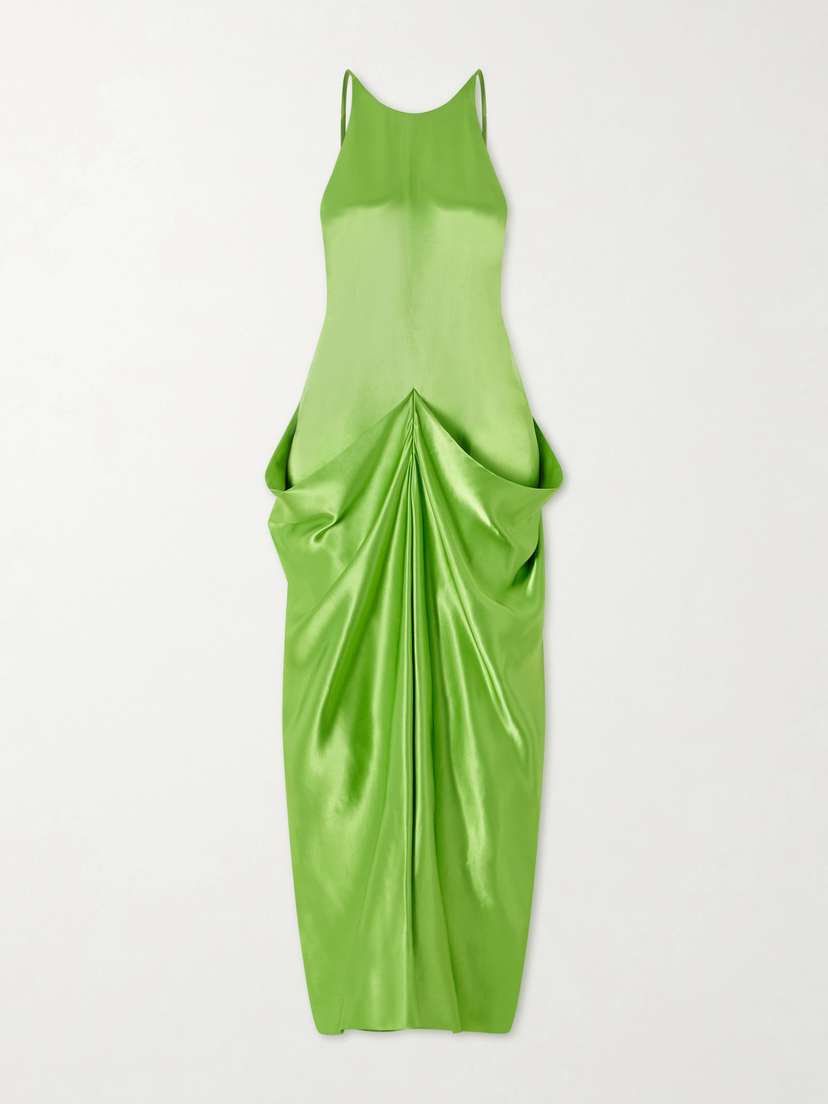 Khaite Kent Open-back Draped Satin Midi Dress - Women's Clothing