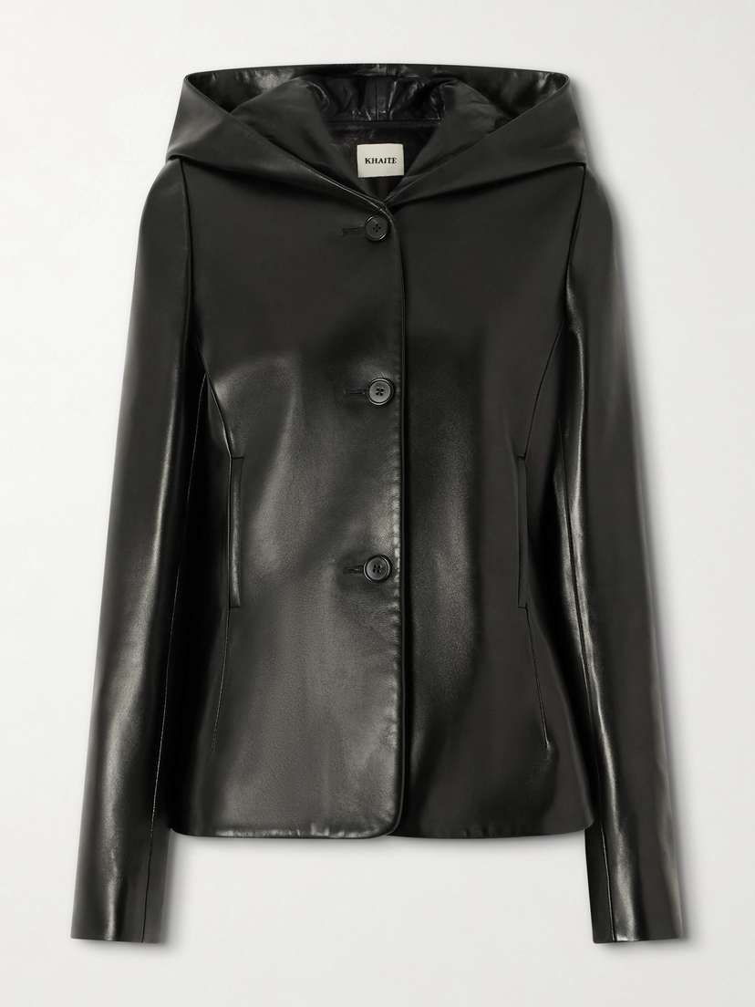 Khaite June Hooded Peplum Leather Jacket