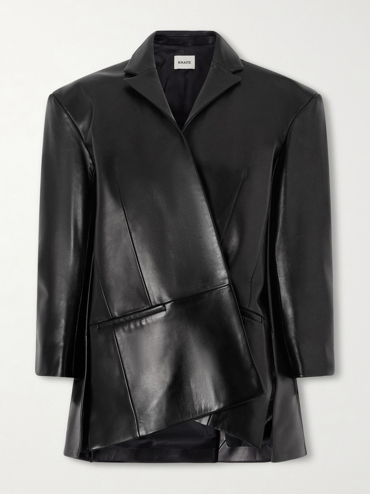 Khaite Asymmetric Paneled Leather Blazer In Black