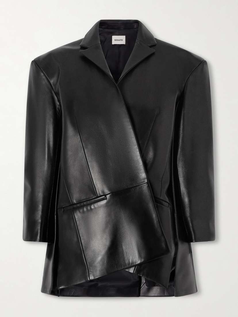 Khaite Asymmetric Paneled Leather Blazer