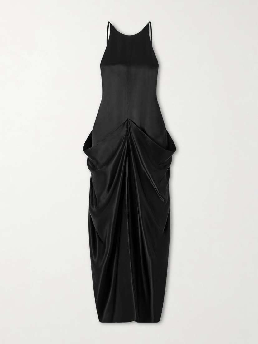 Khaite Kent Draped Satin Maxi Dress