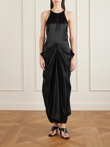 KHAITE Kent draped satin maxi dress