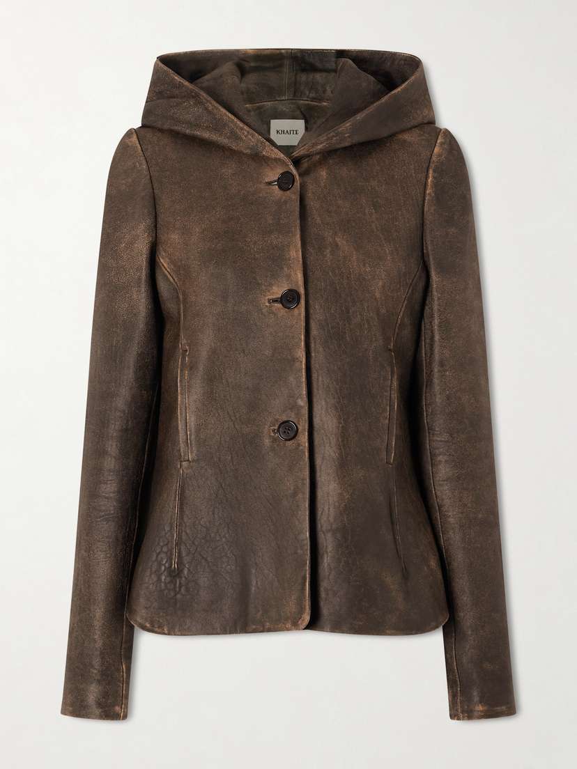 Khaite June Hooded Leather Jacket