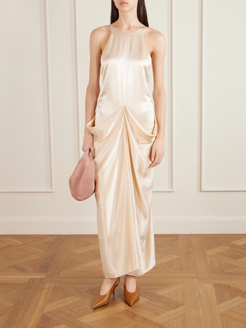 KHAITE Kent open-back draped satin maxi dress