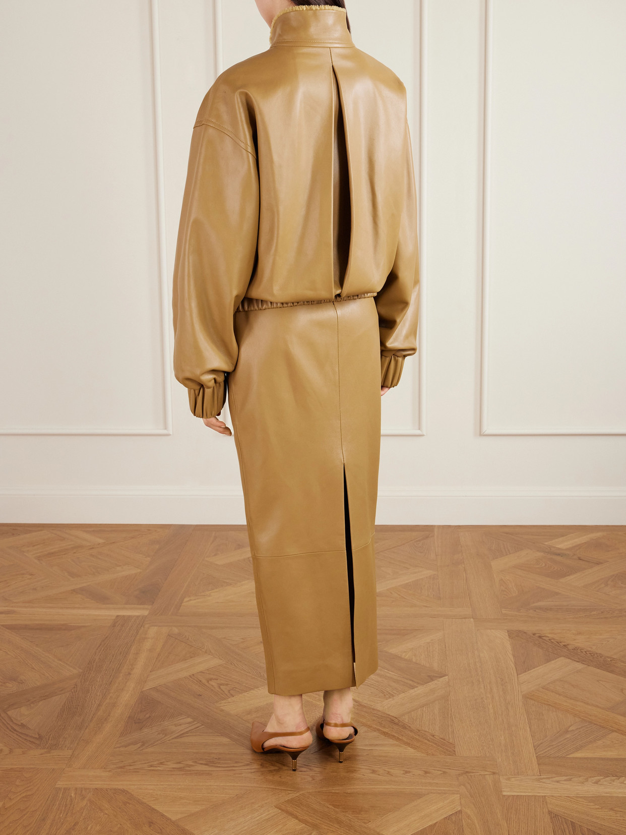 Khaite Malone Shearling Bomber Jacket In Neutral