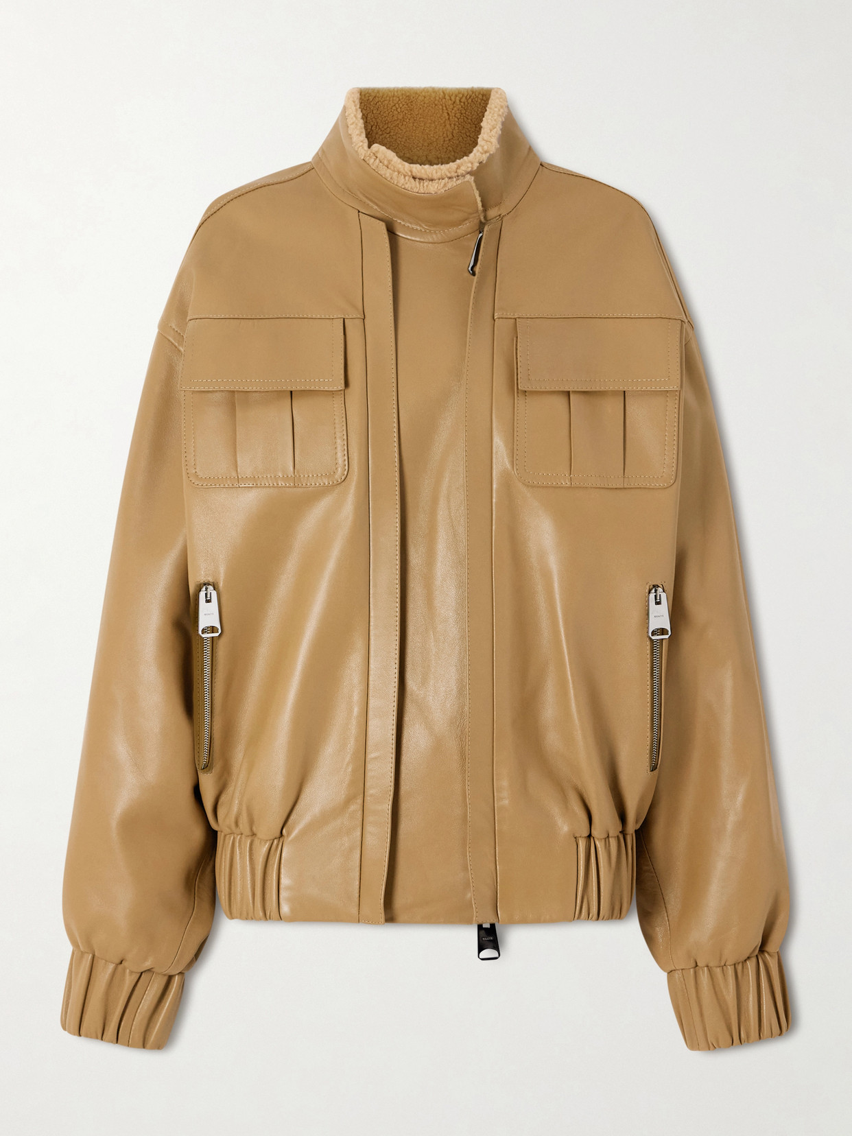 Khaite Malone Shearling Bomber Jacket In Neutral