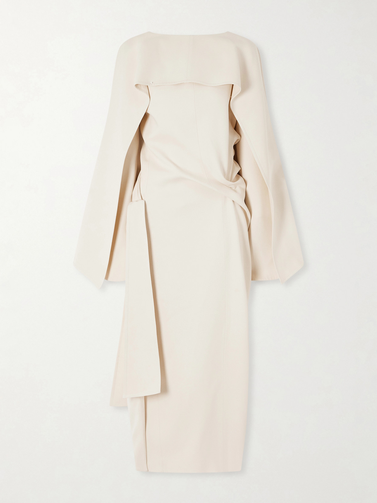 Khaite Yon Scarf-detailed Draped Satin-crepe Midi Dress In Neutral