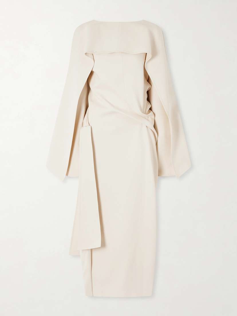 Khaite Yon Scarf-detailed Draped Satin-crepe Midi Dress