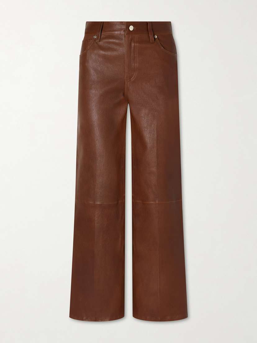 Frame Le Slim Palazzo Paneled Leather Flared Pants