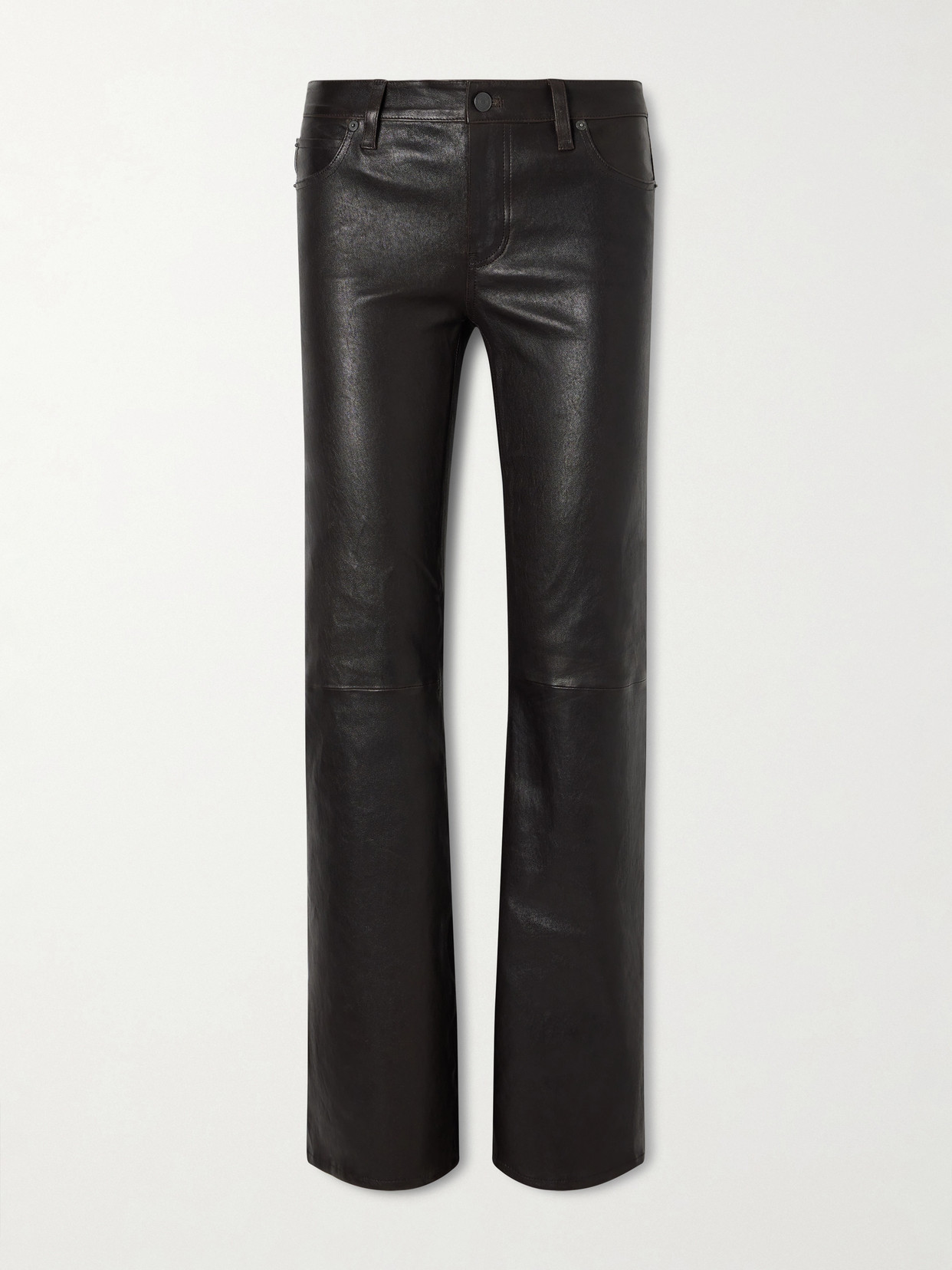 Frame Rodeo Leather Bootcut Pants In Brown