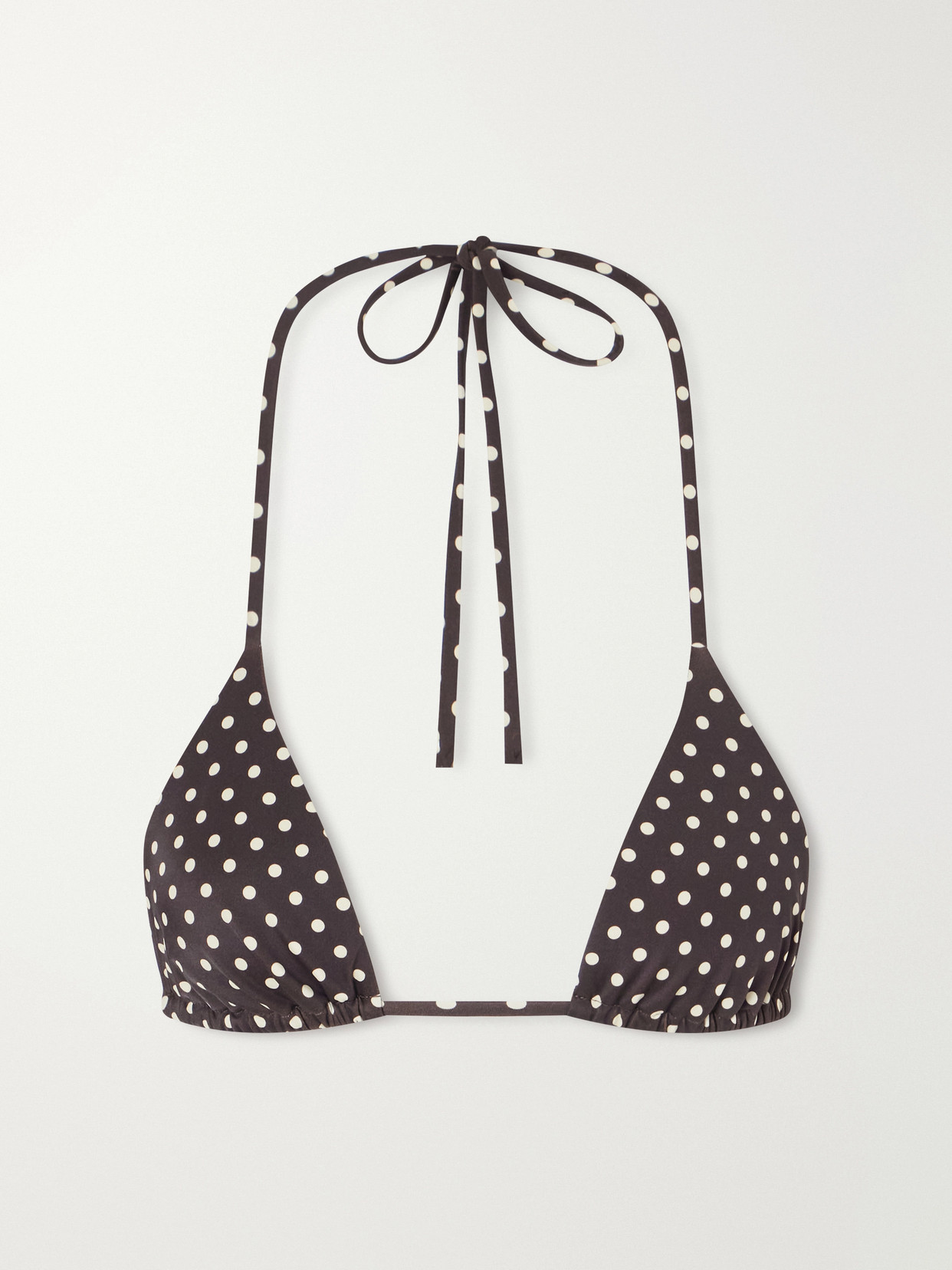 Matteau The String Polka-dot Triangle Bikini Top In Brown
