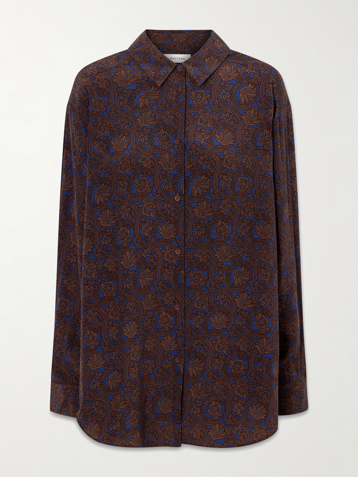 Matteau Printed Silk-crepe De Chine Shirt In Brown