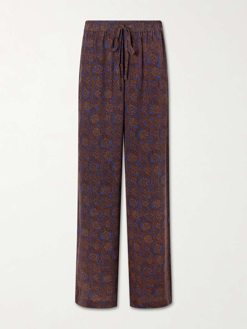 Matteau Printed Silk-crepe De Chine Straight-leg Pants