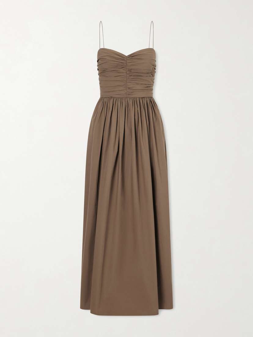 Matteau Gathered Organic Cotton-poplin Midi Dress