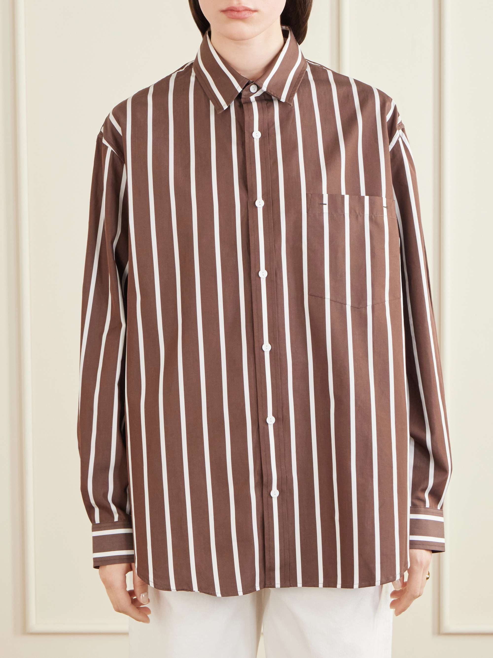 MATTEAU Striped organic cotton-poplin shirt