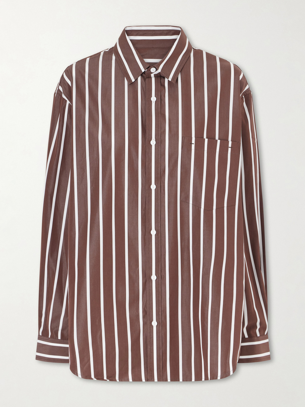 Matteau Striped Organic Cotton-poplin Shirt In Brown