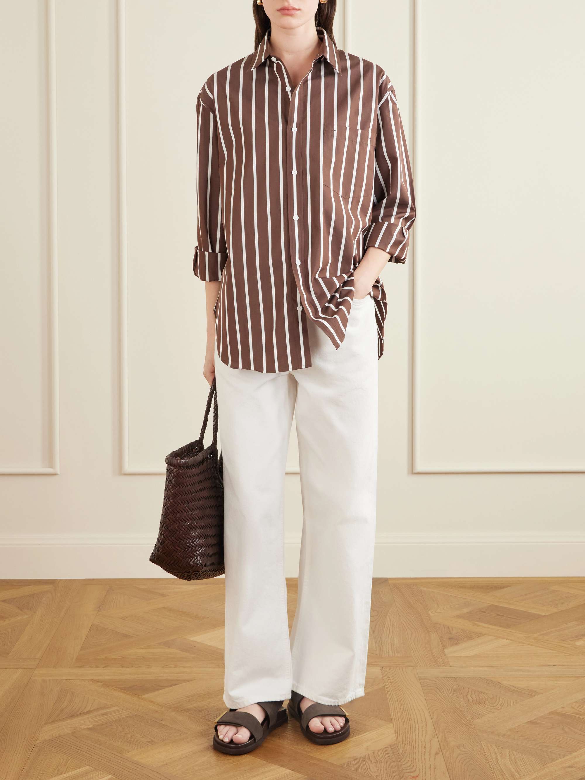 MATTEAU Striped organic cotton-poplin shirt