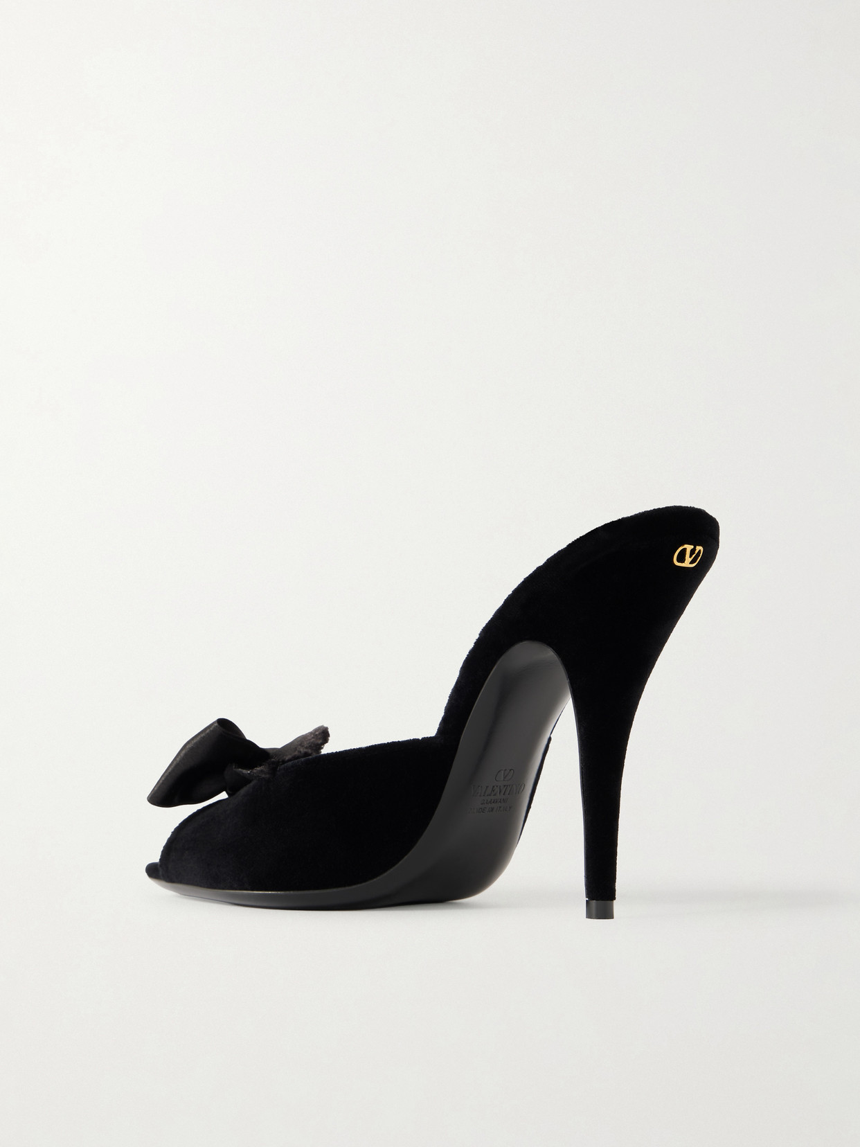 Garavani - Marie 105 Bow-Embellished Satin-Trimmed Velvet Mules