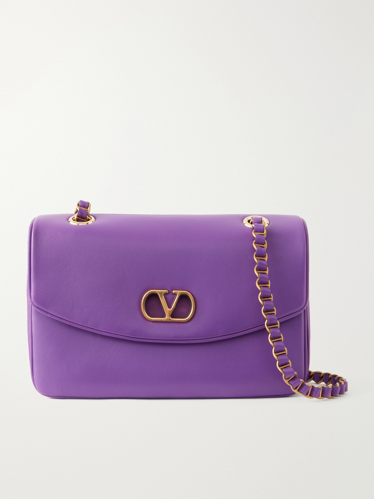 Valentino Garavani Djuna Embellished Leather Shoulder Bag In Purple