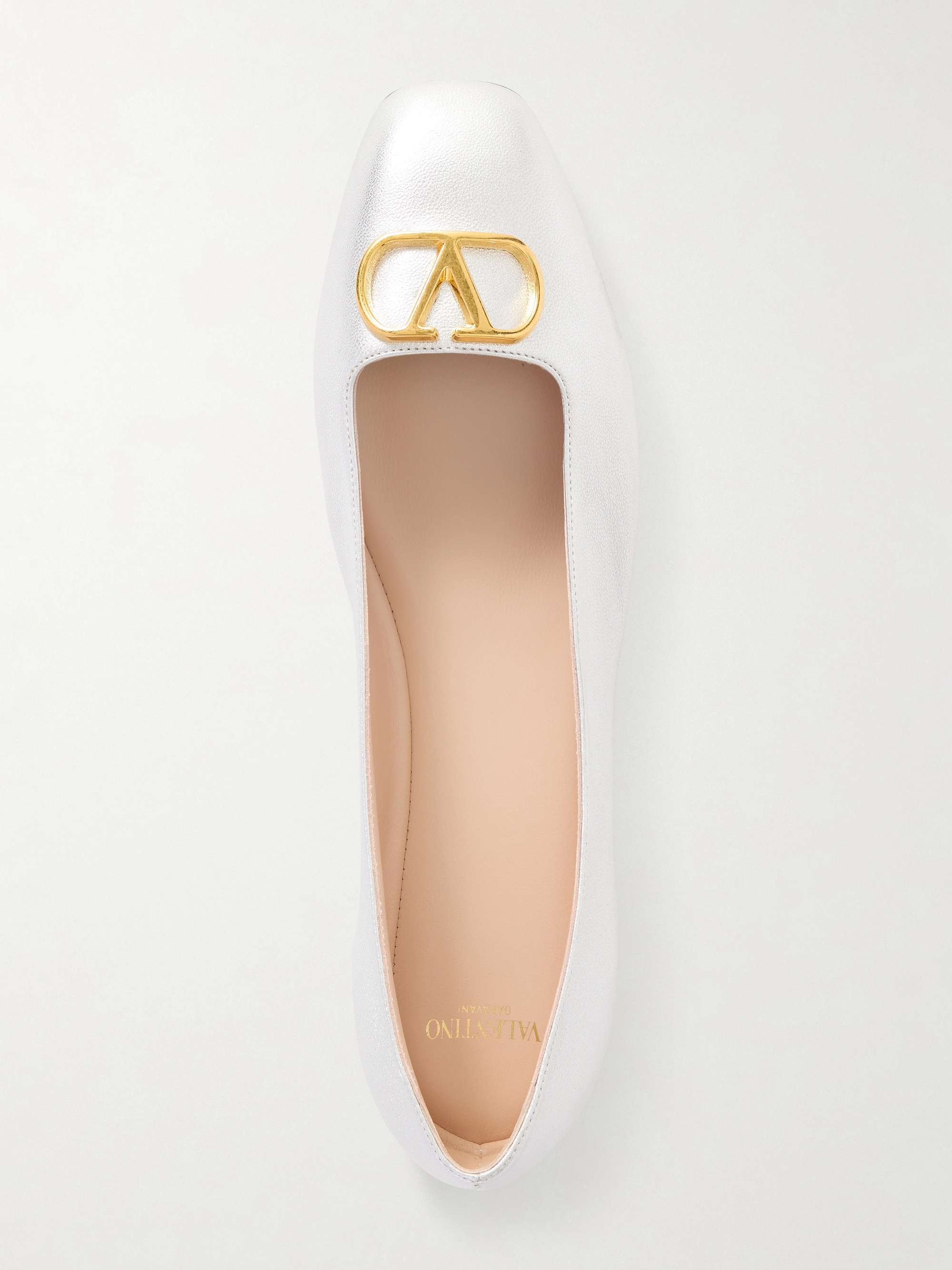 VALENTINO GARAVANI VLogo metallic leather ballet flats | NET-A-PORTER