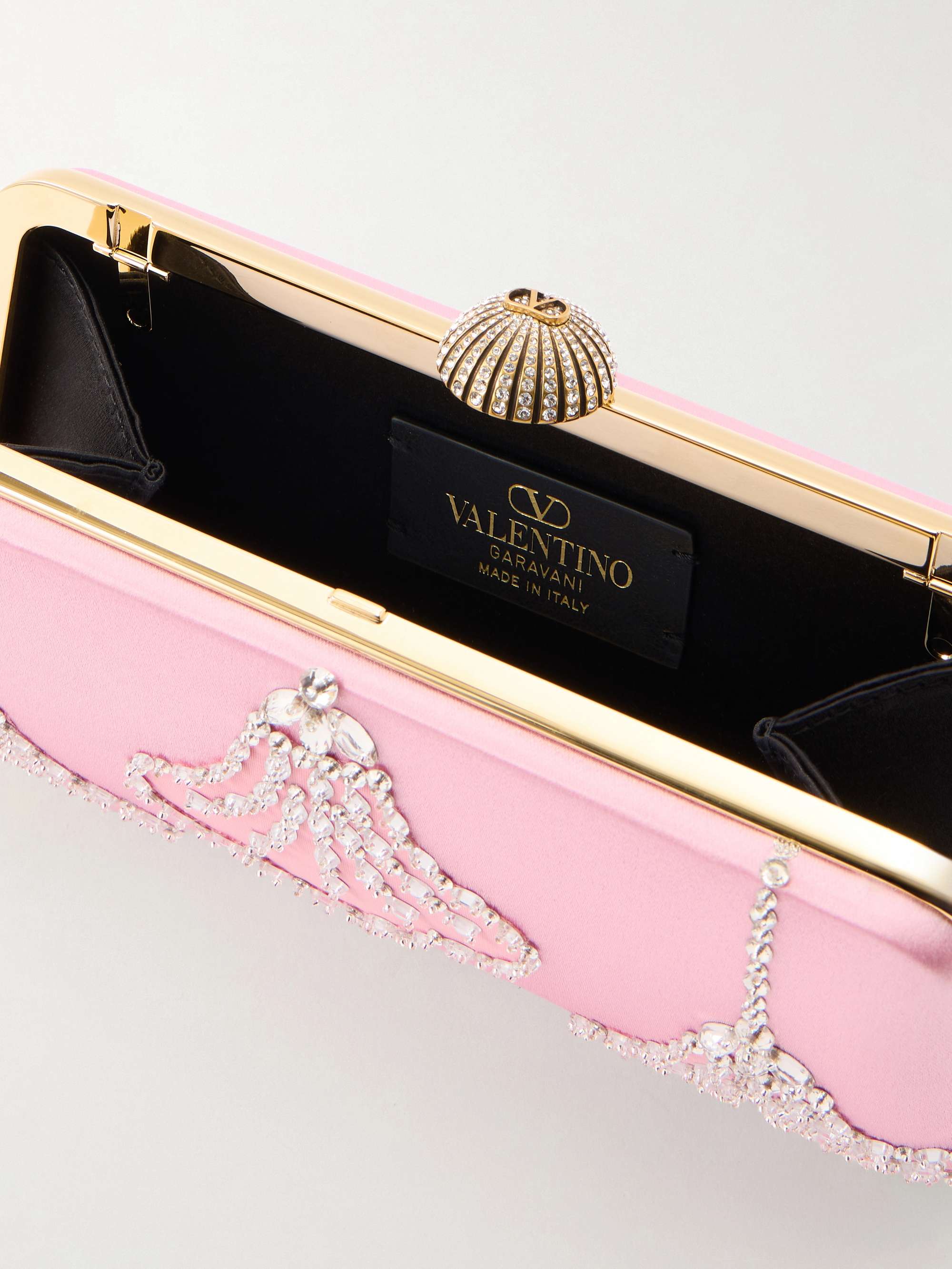 VALENTINO GARAVANI Carry Secrets embellished satin clutch | NET-A