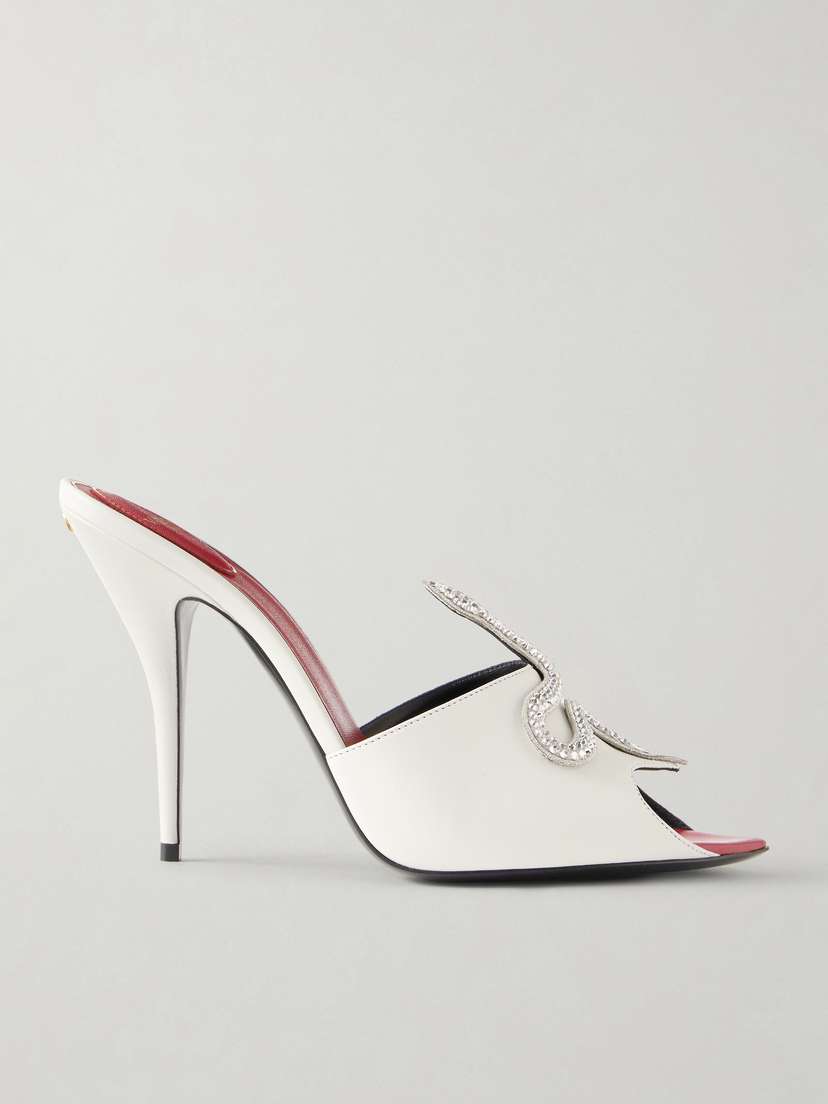 Valentino Garavani Coeur Vipère Crystal-embellished Leather Mules