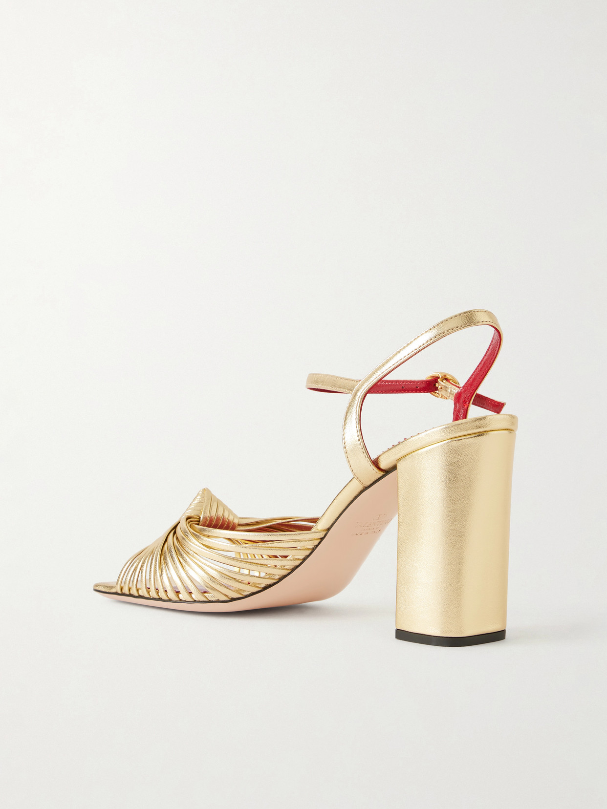 Valentino Garavani 90mm Vlogo Anne Metallic Leather Block-heel Sandals In Yellow