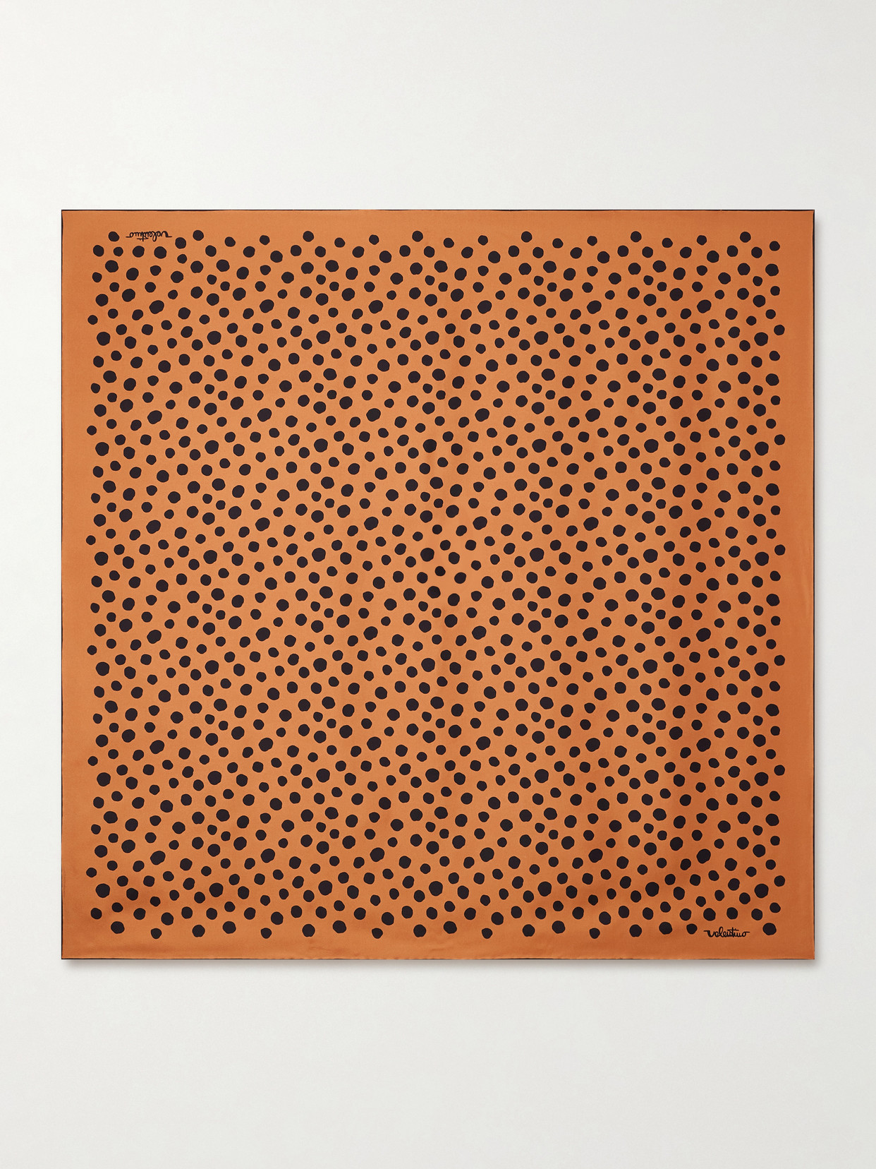 Valentino Garavani Dalmatian Polka Dot Silk Square Scarf In Brown