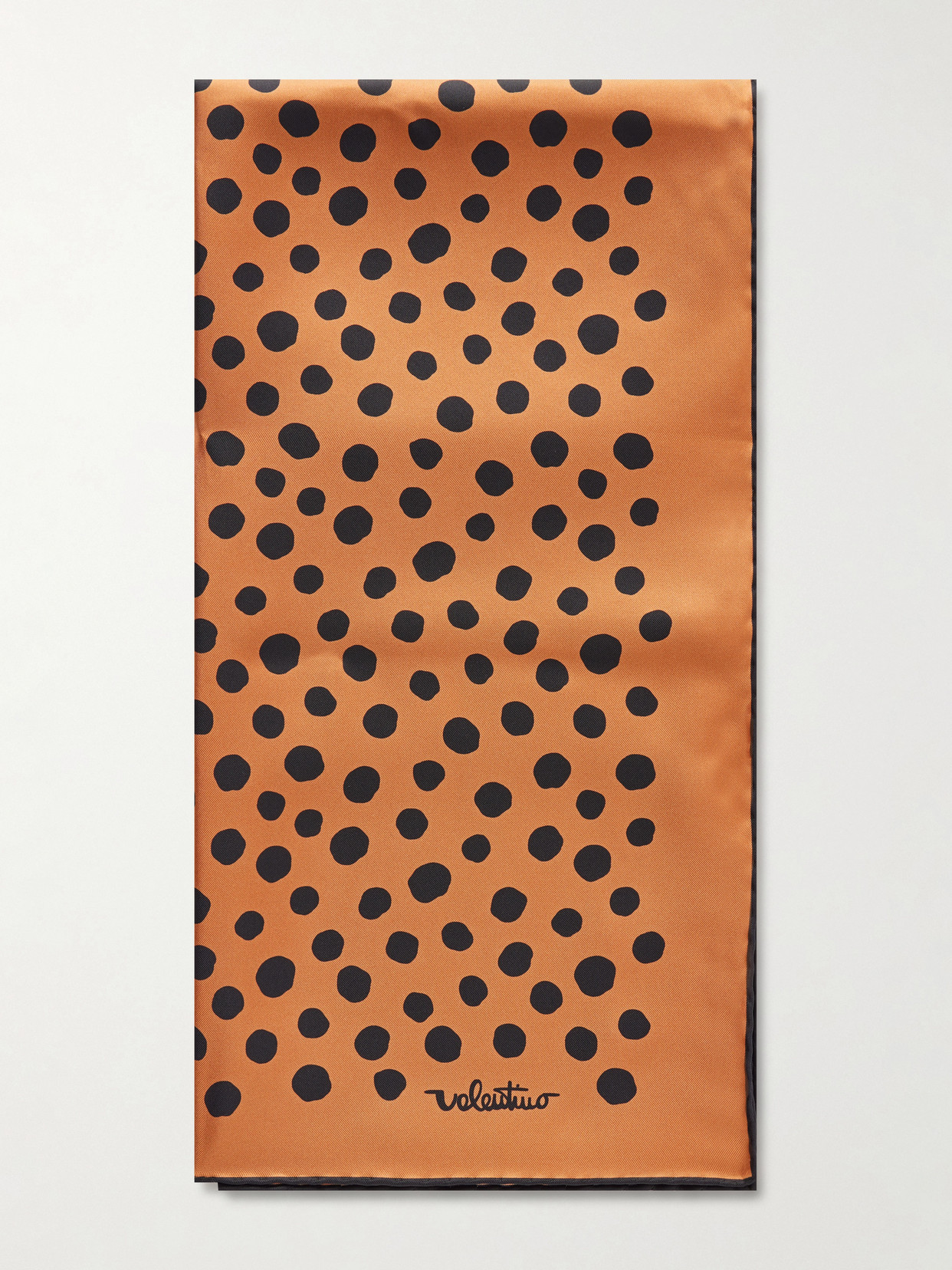 Valentino Polka-dot Silk-twill Scarf In Brown