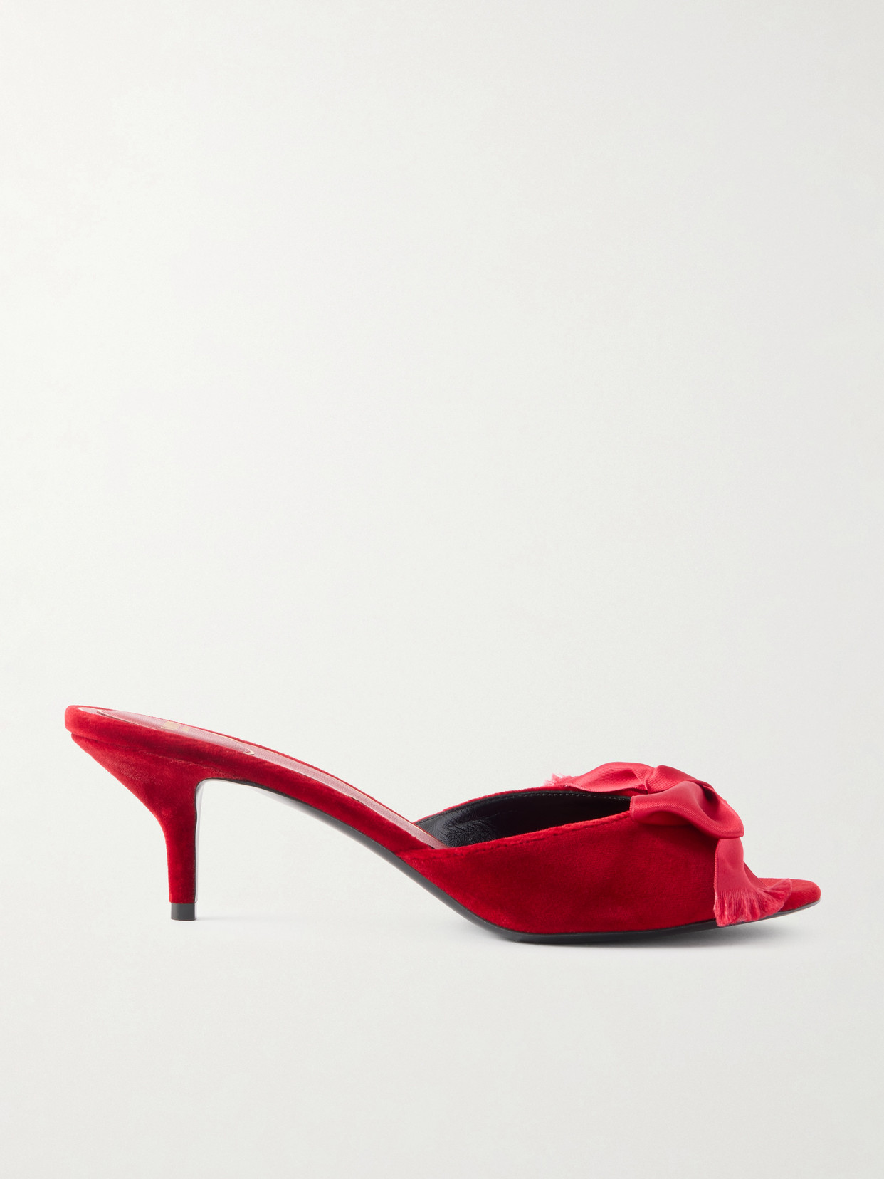 Valentino Garavani Marie A 55 Bow-detailed Satin-trimmed Velvet Mules In Red