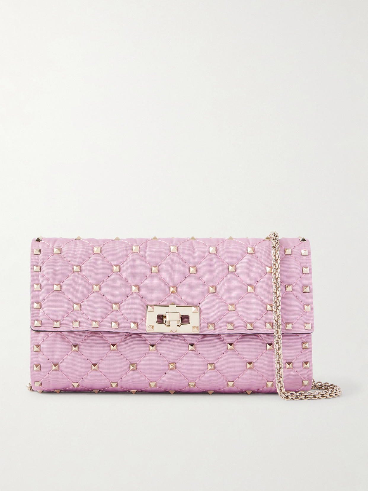 Valentino Garavani Rockstud Embellished Satin Shoulder Bag In Pink
