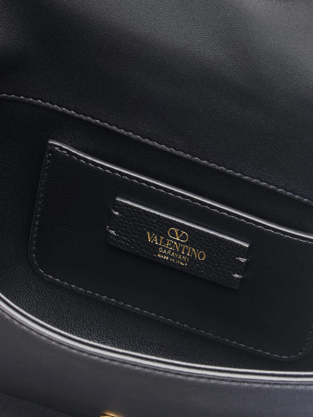 Valentino Devain Leather Shoulder Bag With Metal Vlogo Signature In Black