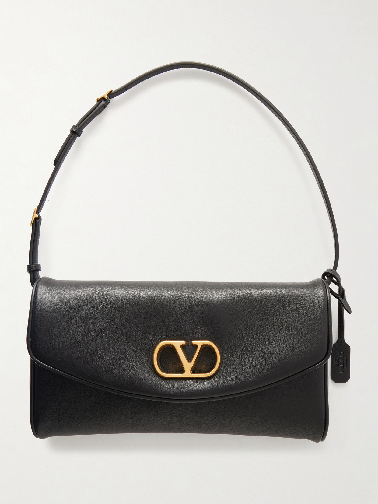 Valentino Garavani Devain Leather Shoulder Bag In Black
