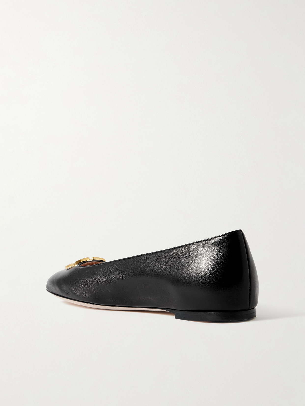 Valentino Garavani Black V Logo Signature Ballerina Flats In Nappa Leather In Multi
