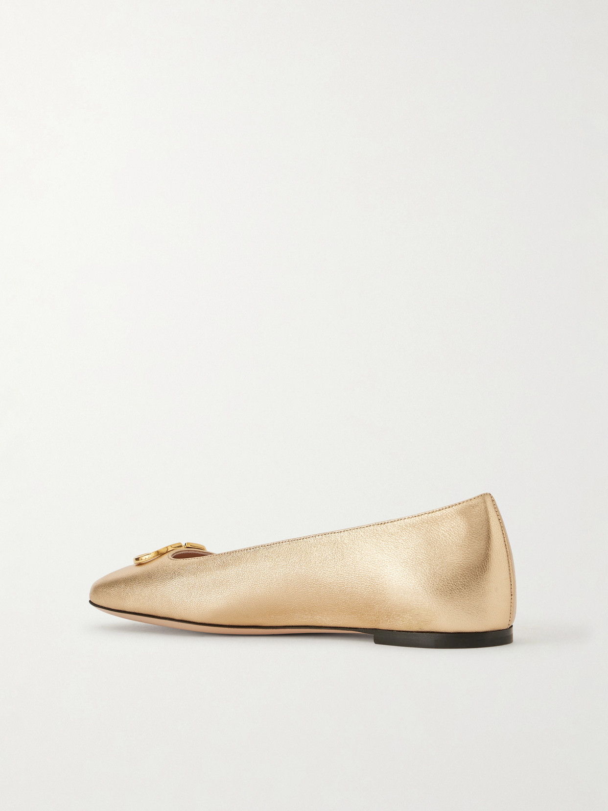 Valentino Garavani Vlogo Signature Ballerinas In Laminated Nappa Leather In Gold