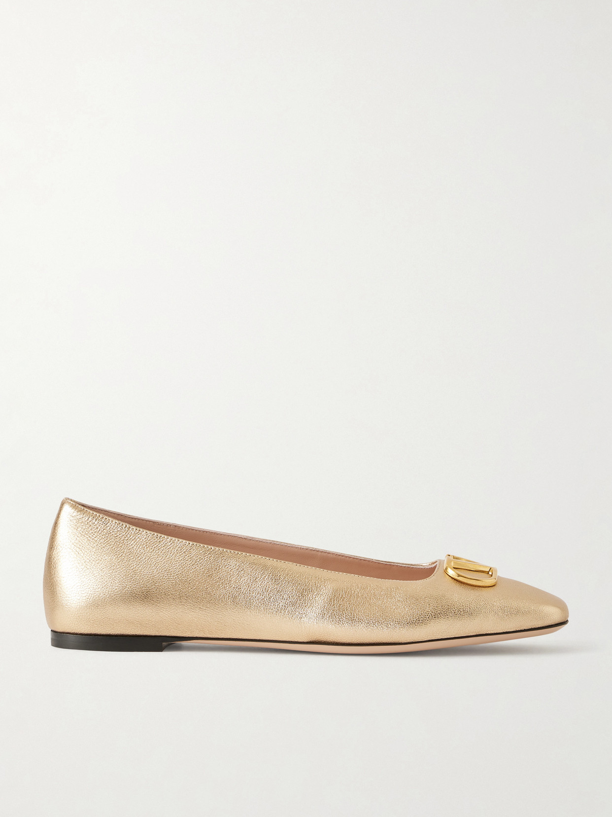 Valentino Garavani Vlogo Signature Ballerinas In Laminated Nappa Leather In Gold