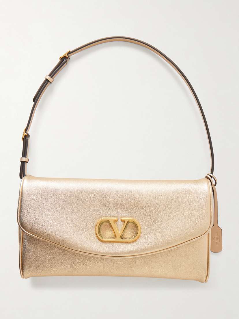 Valentino Garavani Devain Metallic Leather Shoulder Bag