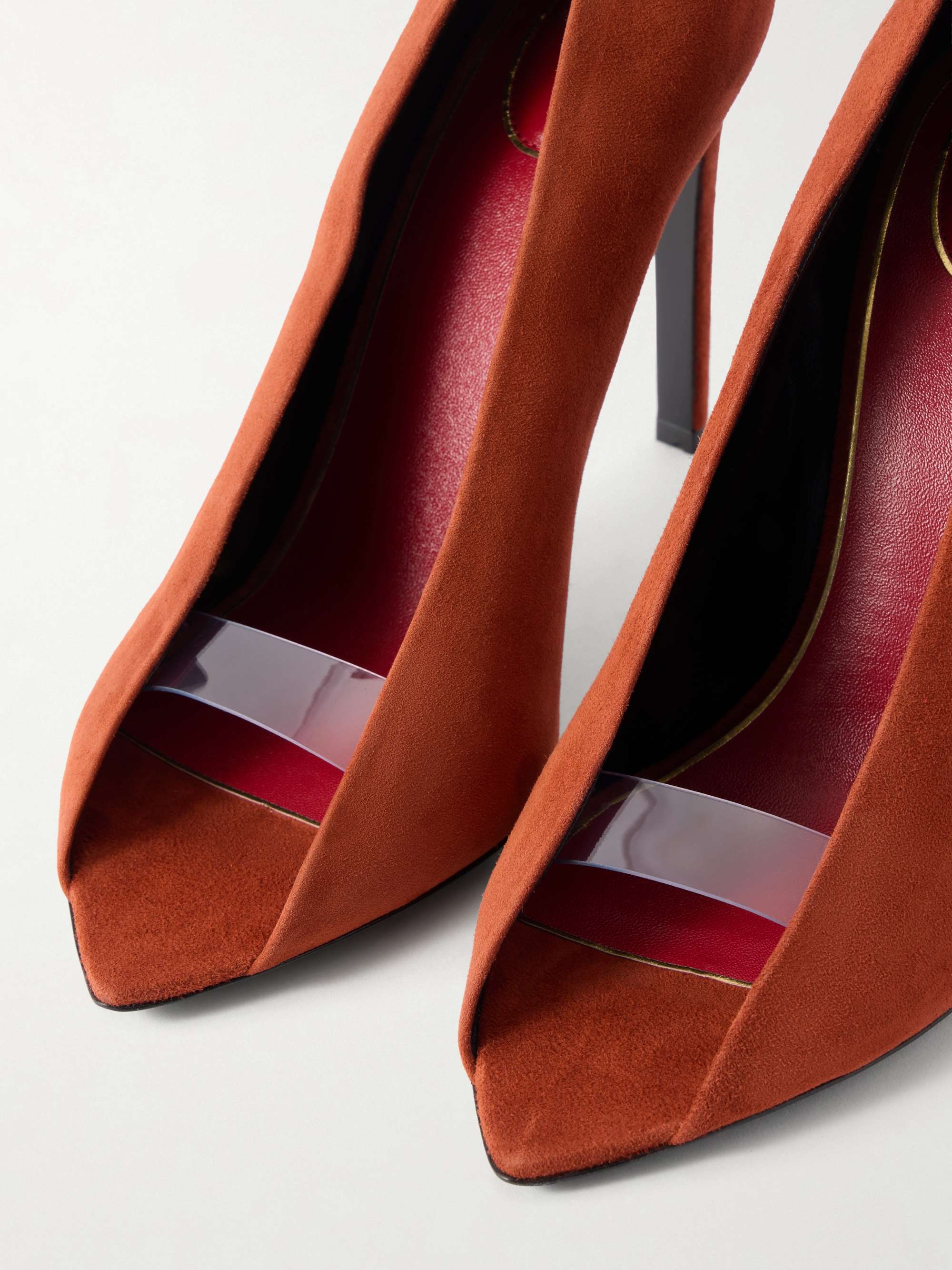 VALENTINO GARAVANI Révélé PVC-trimmed suede sandals | NET-A-PORTER