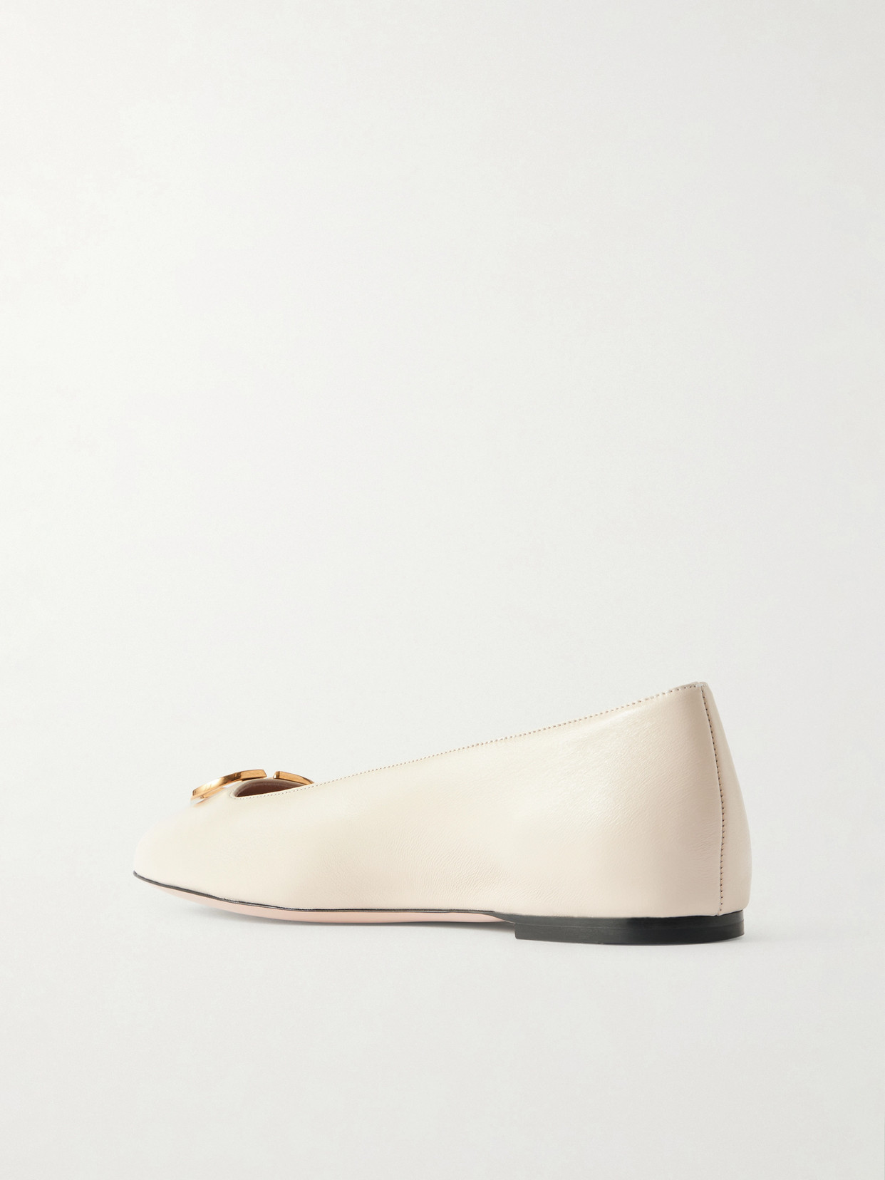 Valentino Garavani Vlogo White Lamb Leather Goat Leather Classic Ballet Flats In White