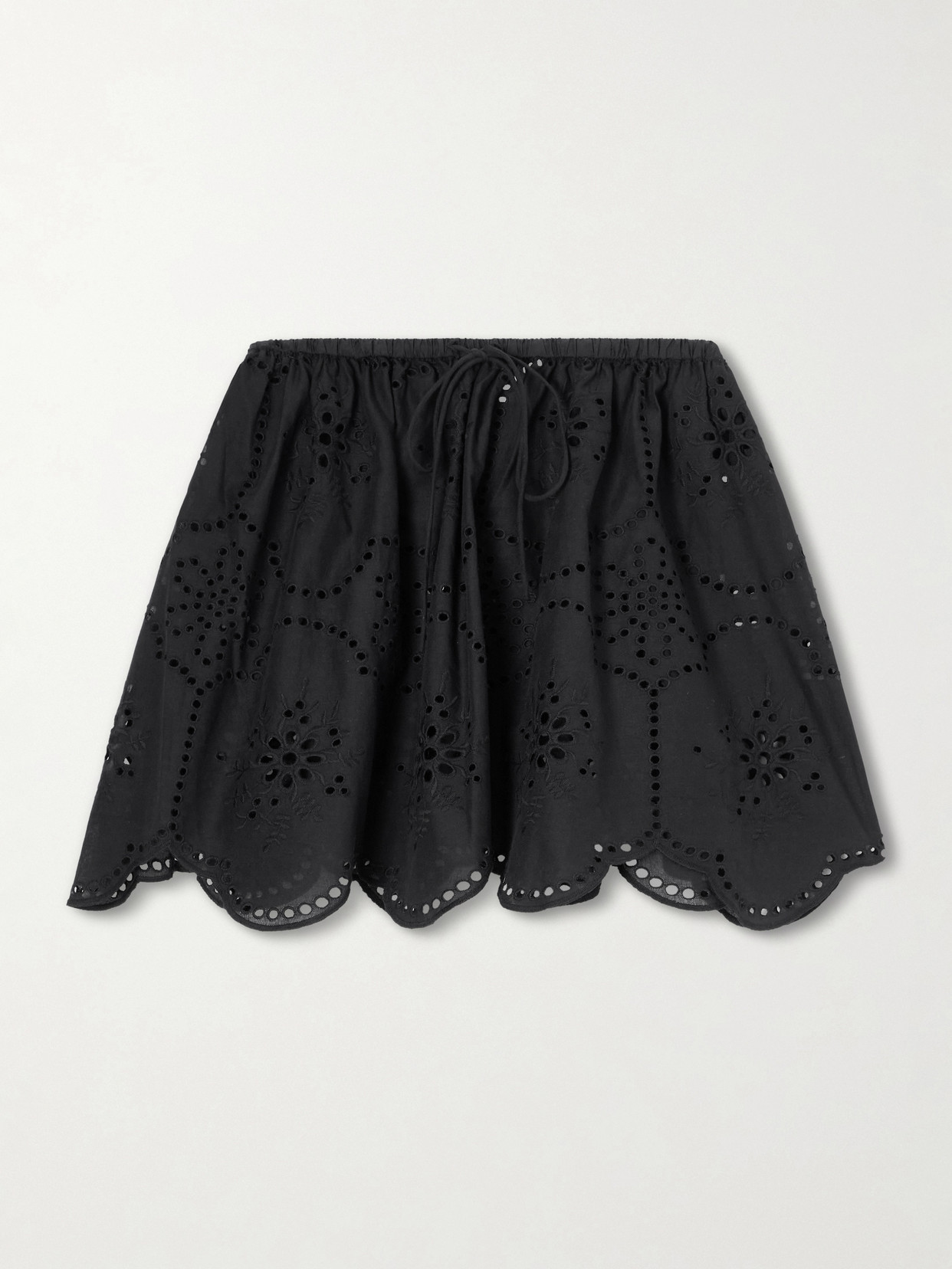 Scalloped Broderie Anglaise-Trimmed Cotton Mini